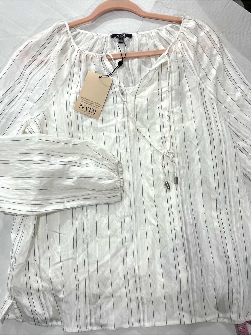 NYDJ HAYWARD STRIPE BOHO PEASANT TOP NEW WITH TAG